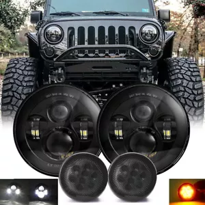 Combo 7" Round LED Headlights + Turn Signal Light For Jeep Wrangler JK 2007-2018 - Bild 1 von 14