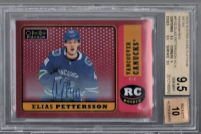 2018 OPC Platinum Elias Pettersson Retro Red Rainbow Rookie Auto BGS 9.5/10 Auto - Image 1 of 2