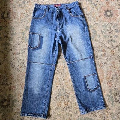 Pantalones de mezclilla de colección Reverb para hombre 34x31 años 90 Y2K Punk Grunge bolsillos pierna ancha holgados patinador Foto 1 de 4