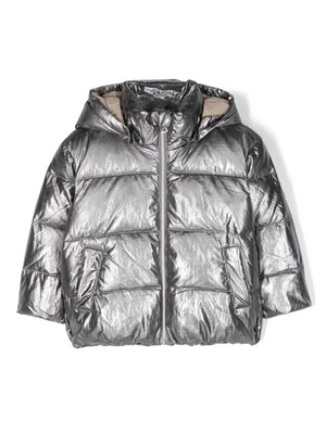Niñas Bonpoint Blythe Plata Acolchado Niños Invierno Puffer Capucha Esquí Chaqueta Abrigo 4 Foto 1 de 4