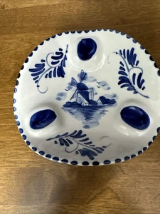 Delft Blue Pottery Windmill Holland Ashtray Hand Painted Vintage - Picture 1 of 8