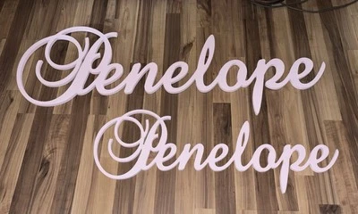 Placas de identificación dobles personalizadas de madera maciza para habitación de bebé o niño “Penélope” (2) Foto 1 de 4