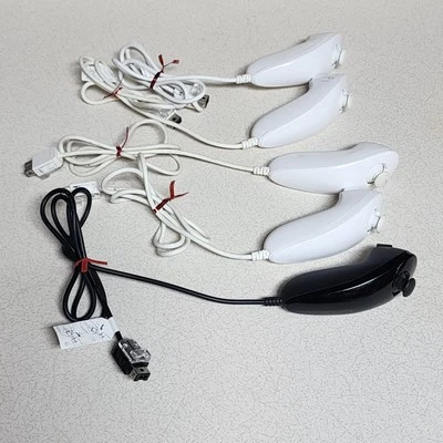 Official Nintendo Wii White Nunchuck Controllers OEM Used Tested Bundle - Image 1 of 4