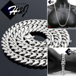 30"MEN Stainless Steel 10mm Silver Miami Cuban Curb Chain Bracelet Necklace*S154 - Picture 1 of 6