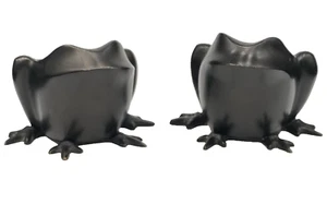 Pair - Matching Handcrafted Brass Frog Candle Holders (India), Figurines - Picture 1 of 12