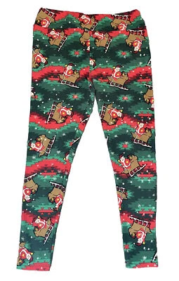LuLaroe  Christmas Aztec Santa Sleigh leggings Tall Curvy - Image 1 of 4