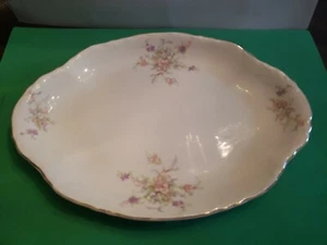 W S George China Radisson Antique Oval Serving Tray. Pink & Lavendar Flowers - Picture 1 of 4