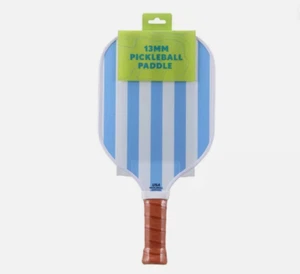 13mm Pickleball Paddle- Double Sided Blue/White Stripes & Blue w/White Flowers - Picture 1 of 2