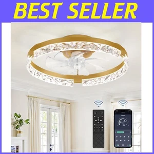 Dimmable LED Ceiling Fan with Adjustable Temperature and Quiet Motor in Gold - Picture 1 of 9