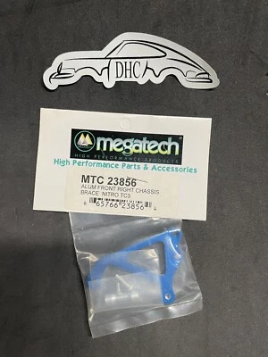 Megatech Vintage RC Car Part # MTC23856 Blue Alum. Front Right Brace Nitro TC3 - Image 1 of 2