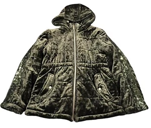 Limited Too Green Crushed Velvet & Sequin Girls Zip Up Fairy Y2K Jacket 10 / 12 - Picture 1 of 10