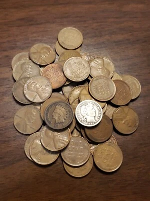 1909-1958 Wheat Cent Roll With Silver Barber Dime And Indian Head End Unsearched - Image 1 of 4