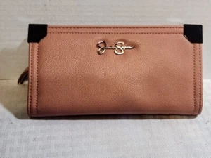 JESSICA SIMPSON FAUX Leather Zip Clutch Wallet Blush Pink NEW! - Picture 1 of 13