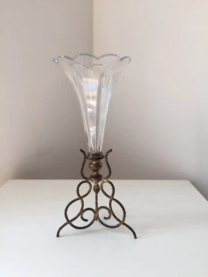 Soliflore tulipe laiton doré bambou Napoléon III XIX - Photo 1/4