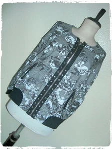 Rachel Roy Black & White Plaid Rose Grommet Zip Up Designer Bomber Jacket 1X - Picture 1 of 10