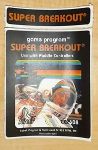 Replacement Atari 2600 Super Breakout Label - Machine cut just peel and stick - Picture 1 of 3