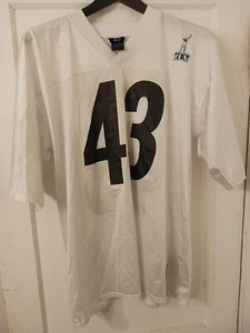 REEBOK MENS PITTSBURGH STEELERS TROY POLAMALU SUPERBOWL XLV WHITE Large JERSEY - Picture 1 of 9