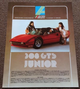 1983 AGOSTINI 308 GTS FERRARI JUNIOR ADVERTISING PROMO POSTER & SPEC RARE - Foto 1 di 2