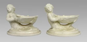 Pair of Royal Worcester Blanc de Chine Salt Dishes 349 c.1962/63 - Imagen 1 de 4