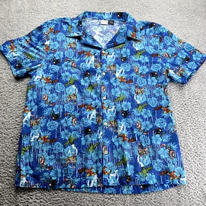 Marvel Avengers Mens Blue Hawaiian Button Up Shirt Iron Man Thor Hulk Size XXL - Picture 1 of 9