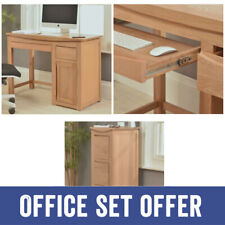 Crescent Solid Oak Furniture Small Computer Desk & 3-drawer Filing Cabinet Set