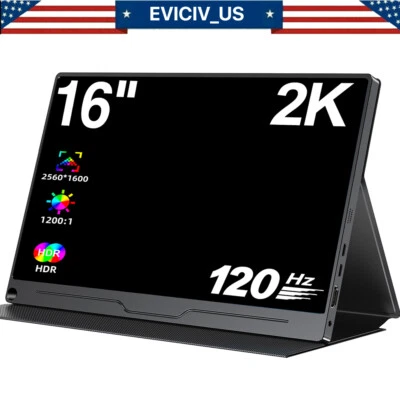 EVICIV 16" 120HZ Portable Monitor 400cd/m² Screen USB C DHMI Display 2560*1600P - Image 1 of 4