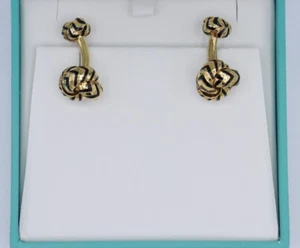 18K Yellow Gold Tiffany & Co. Chevron Black Enamel Knot Cufflinks 21.0 Grams - Picture 1 of 11