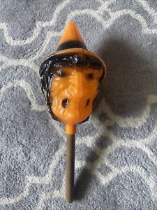 Vintage Bayshore Inc. Halloween Witch Head Blow Mold Shaker Rattles Decor Maraca