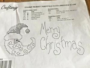 Craftways  Merry Christmas Santa Crescent  Moon Dresser Scarf for Cross Stitch - Picture 1 of 2