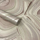 Paste The Wall - Ivory And Purple Marble Swirl Shimmer Effect Feature Wallpaper