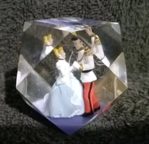 Disney Cinderella Prince Charming At The Ball Clear Acrylic Paperweight Faceted - Picture 1 of 8