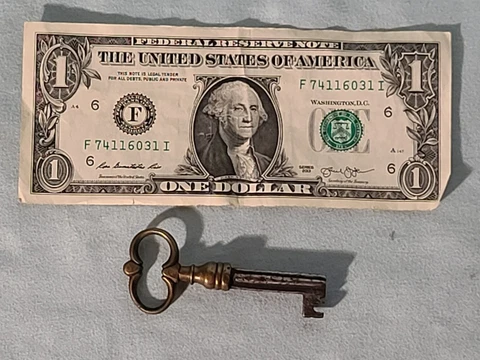 Large 2 3/4"  Wrought Iron Antique  Key, 18th / 19th Century (?), #9/10 Cover