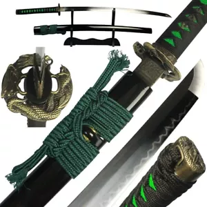 Handmade Full Tang Katana Samurai Sword Sharp; T10 Carbon Steel Clay Tempered - Picture 1 of 6