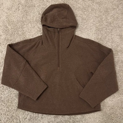 Sudadera con capucha de buceo Lululemon media cremallera para mujer 6 recortos marrón cacao polar suéter de gran tamaño Foto 1 de 4