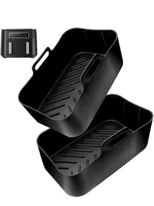 Black Silicone Air Fryer Liner For Ninja 2 Pack (21.5CM) - Picture 1 of 4