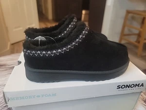 Sonoma Girl's Pembroke Slippers Size 3 M Black With Memory Foam - Picture 1 of 8