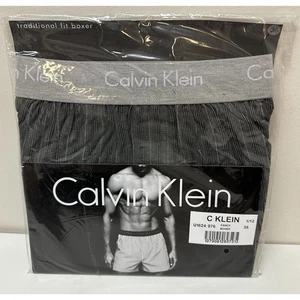 Vintage 90er Calvin Klein Boxer Logo Trim schwarz grau gestreift Gr. 36 NEU NOS - Bild 1 von 9