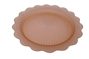 Pink Frosted Satin Depression Glass 13" Cake Plate 1930-1940's - Picture 1 of 3