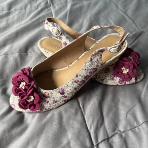 HOTTER BETSY FLORAL SLING BACK Wedge Sandals Size 5 - Picture 1 of 9