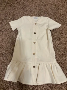Bailey's Blossoms Dress 4T Creme Ivory Button Front Short Sleeve Pockets NWT NEW - Picture 1 of 3