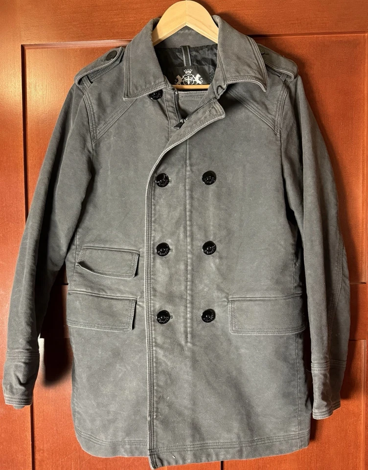 Chaqueta Express Hombre Gris Carbón Doble Pecho Estilo Militar Pequeña Foto 1 de 4