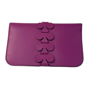 Kate Spade Nadine Woven Spade Bauhinia Leather Fold Medium Wallet Clutch - Picture 1 of 8