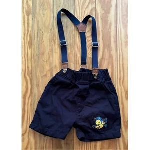 Disney little mermaid patch flounder baby Boys Shorts w/ Suspenders 12-18M - Picture 1 of 6