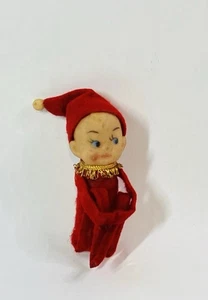 Vintage Christmas Knee Hugger Elf Felt Ornament 3” - Picture 1 of 3