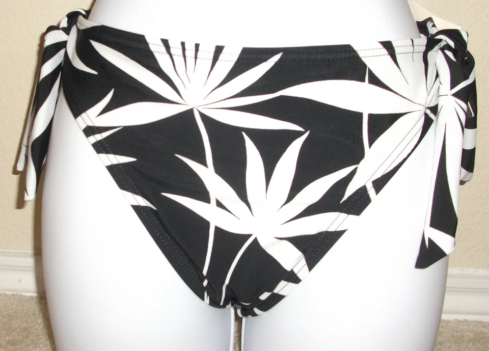 Nuevo TROPICAL MIEL negro/marrón floral con lazos parte inferior de bikini de baño, 10,12,14,16 Foto 1 de 1