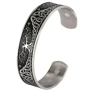 Celtic Tree of Life Viking Norse Yggdrasil Cuff Bracelet 316L Stainless Steel - Picture 1 of 4