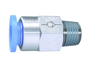 RIEGLER Rückschlagventil gerade, Gewinde - Schlauch R1/4 AG - 6mm, Blaue Serie
