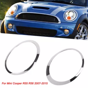 Anillo de ajuste de faros cromado izquierdo y derecho para Mini Cooper R55 R56 2007-2015 SU - Imagen 1 de 6