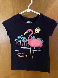 Osh Kosh T-shirt Flamingo "Meet Me In Paradise" Navy Blue Girl’s Size 8 EUC - Picture 1 of 6