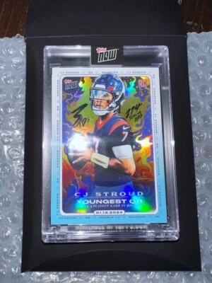 🏈 2023 Topps Now CJ Stroud CJ2 Youngest QB To Win Playoff RC In-Hand - Image 1 of 2